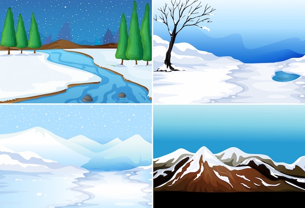 Four scenes of winter season