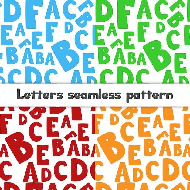 Free vector four seamless patterns of letters for school