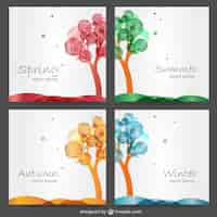 Free vector four seasons cards