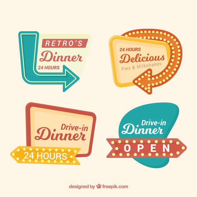 Free vector four signs with vintage appearance