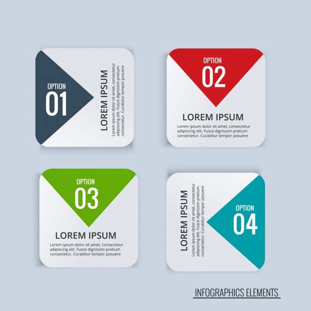 Free vector four square banners for infographics