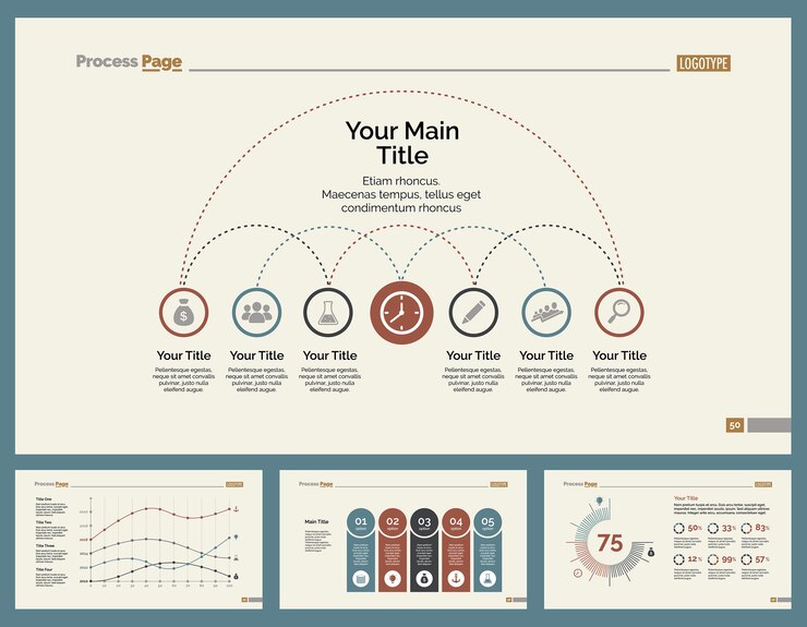 Free Vector four statistics slide templates set