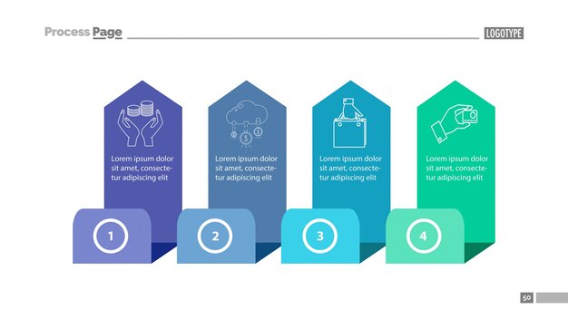 four step process chart slide template