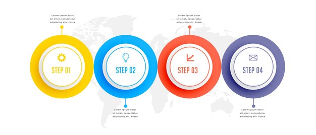 4つのステップ円形ビジネスインフォグラフィックテンプレートデザイン