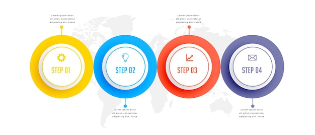 4つのステップ円形ビジネスインフォグラフィックテンプレートデザイン