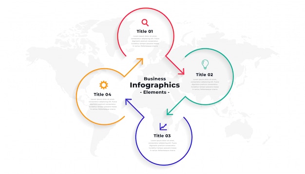 Vettore gratuito modello di infografica linea direzionale in quattro passaggi