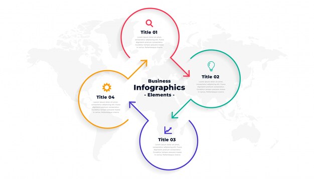 Шаблон инфографики четыре шага направленной линии