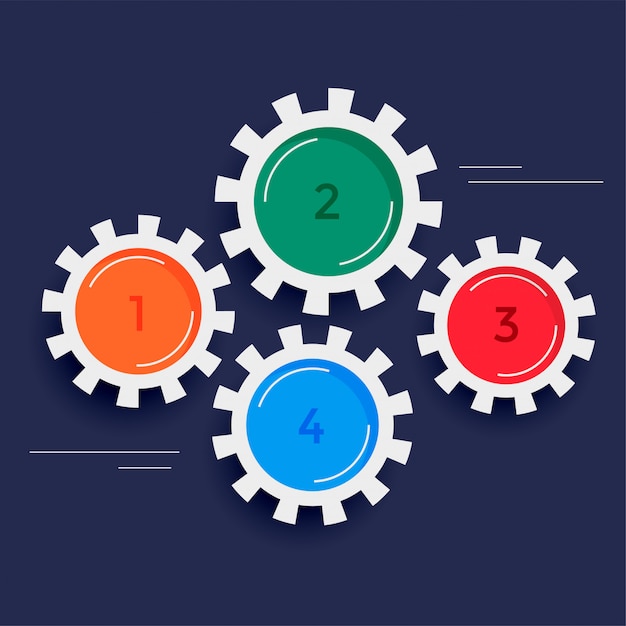 Free vector four steps gears infographic background