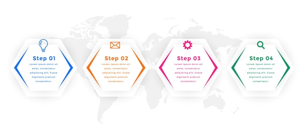 Four steps hexagonal infographic template design