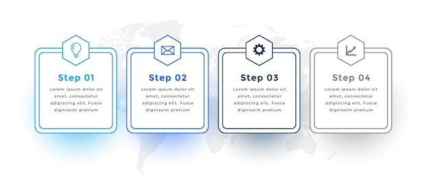 무료 벡터 4 단계 선 스타일 비즈니스 infographic 템플릿