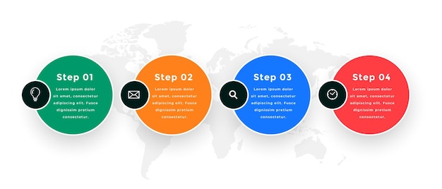 4つのステップの現代のインフォグラフィックビジネスワークフローテンプレート