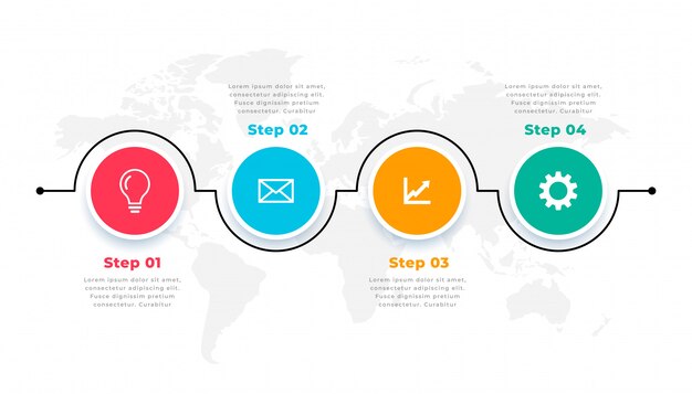 Four steps timeline circular infohraphic template