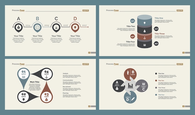 Free vector four strategy charts slide templates set