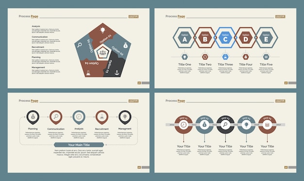 Four strategy slide templates set