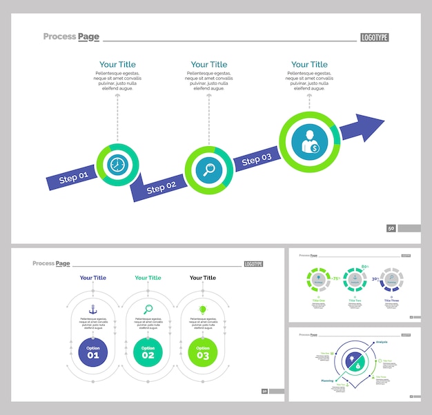 Free vector four strategy slide templates set