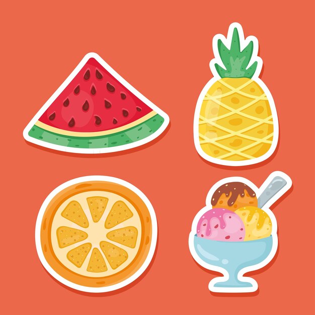 Four summer vacations icons