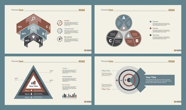 Four teamwork slide templates set