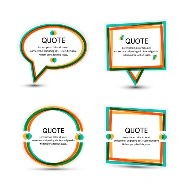 Four text templates with colored lines