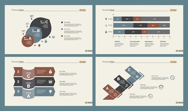 Four training slide templates set