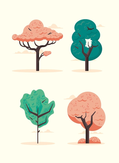 Four trees plants forest