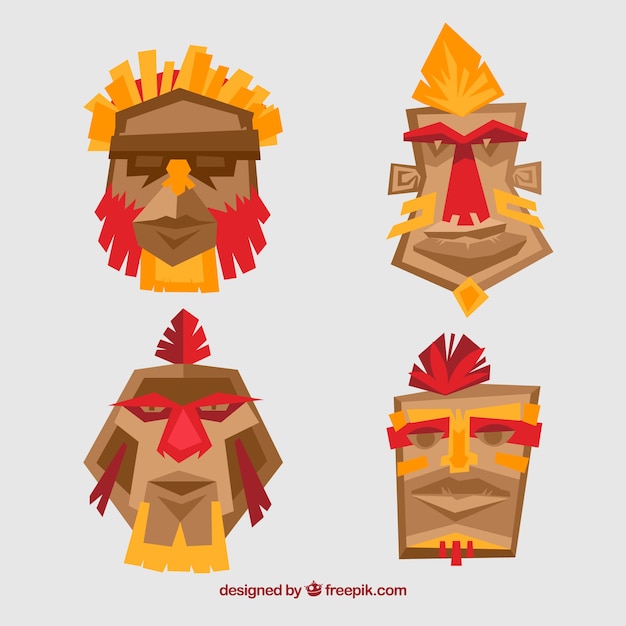 Free vector four tribal masks