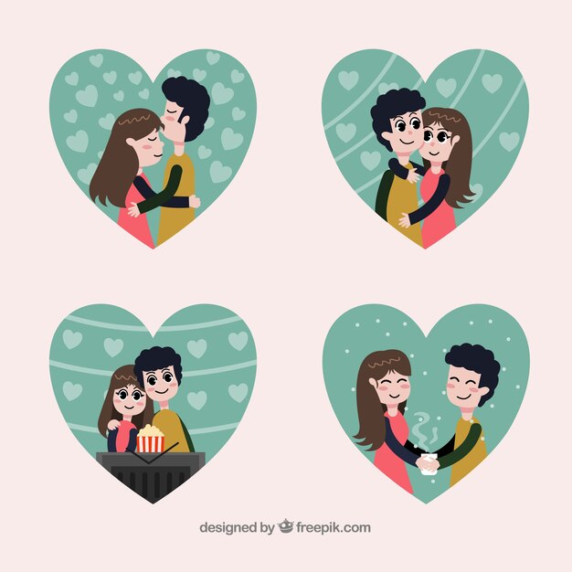 Free vector four valentine couples