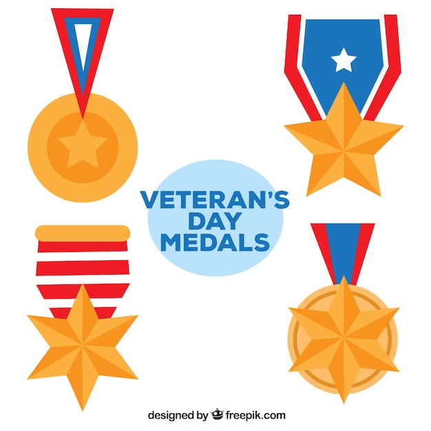 4人の退役軍人のメダル