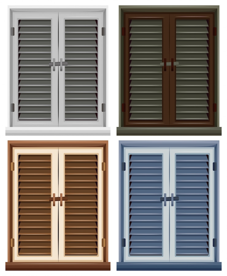 Free Vector four window frames in different colors