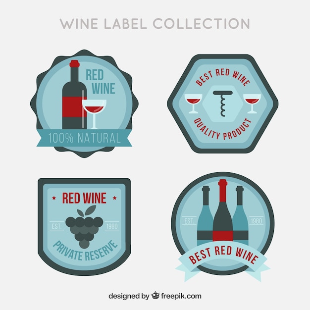 Four wine stickers in retro style