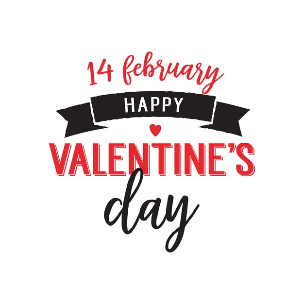 Fourteen February Valentine Day Lettering