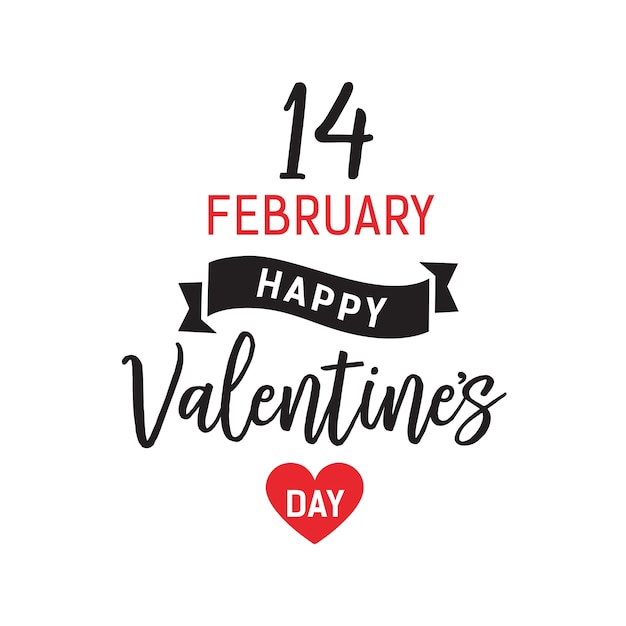 Fourteen February Valentines Day Lettering