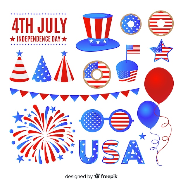 Free vector fourth of july element collectio