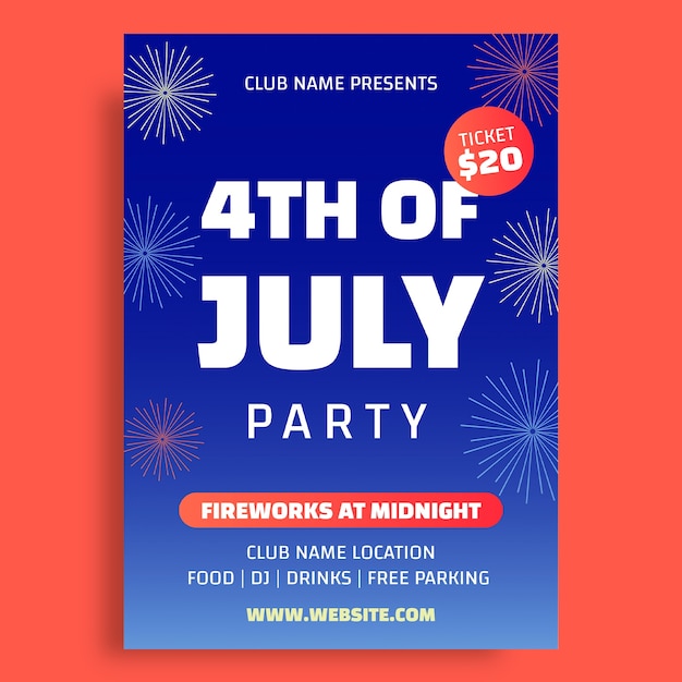 Free vector fourth of july  flyer template design