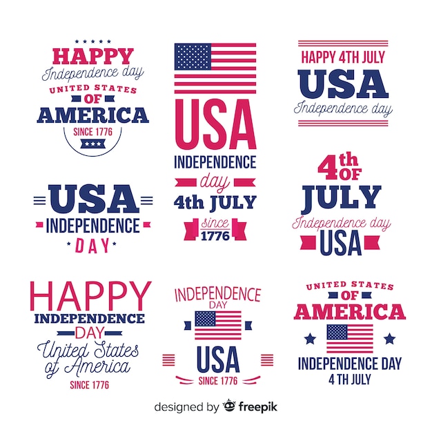 Free vector fourth of july label collection