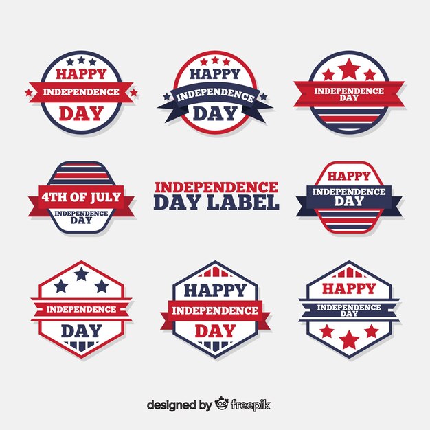 Free vector fourth of july label collection