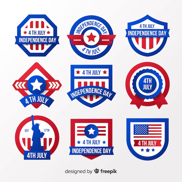 Free vector fourth of july label collection