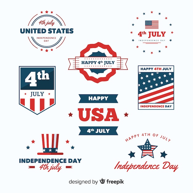 Free vector fourth of july label collection
