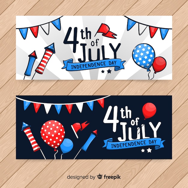 Бесплатное векторное изображение Баннеры четвертого июля