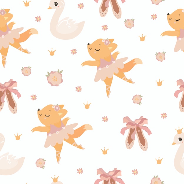 Free vector fox ballerina pattern