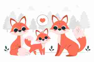 Free vector fox family concept illustration