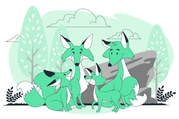 Fox family  illustration