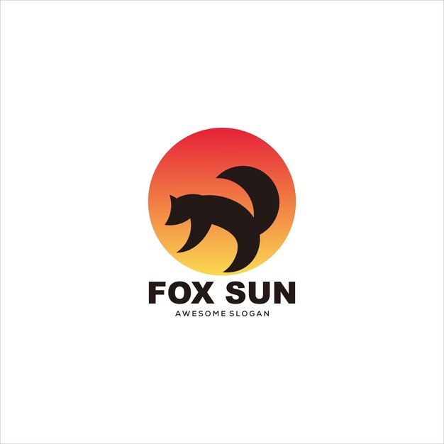 fox and sun logo vector colorful gradient