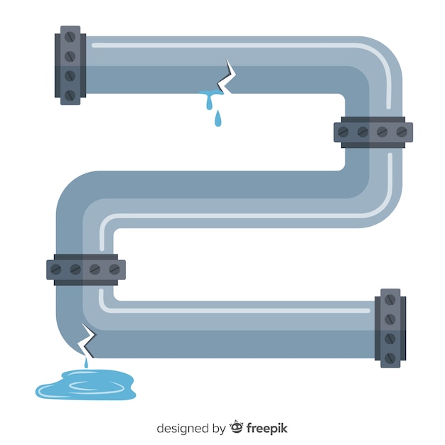Fractured water pipe in flat design