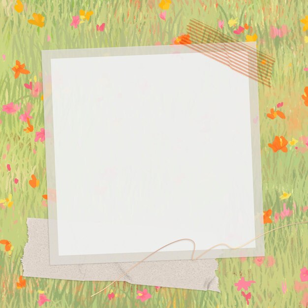 Frame on a blooming spring field