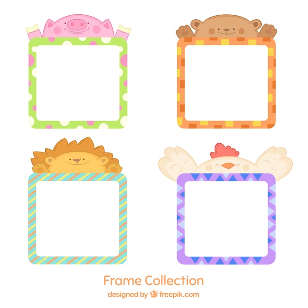 Free vector frame collection with lovely animals