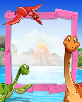 恐竜​と​湖​の​フレーム​デザイン