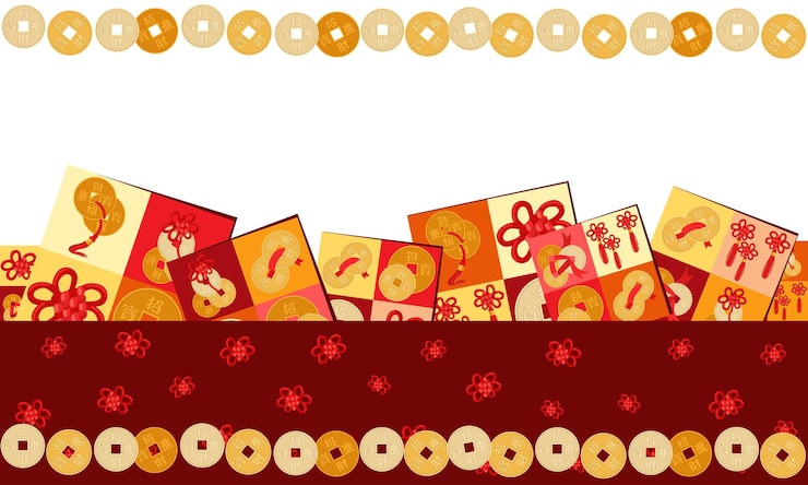 Free Vector frame feng shui with coins