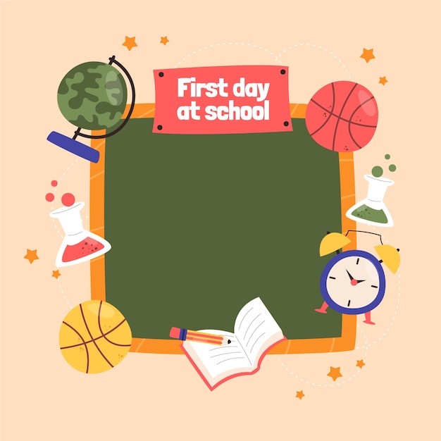 Free vector frame of first day of school design