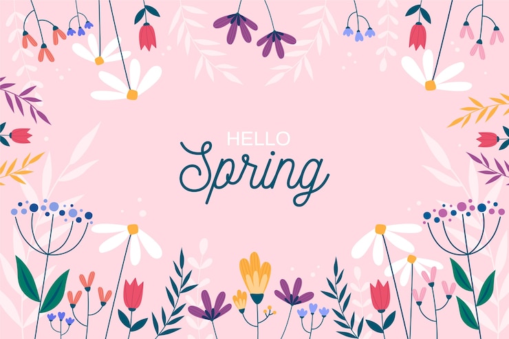 Free Vector frame of flowers for spring season