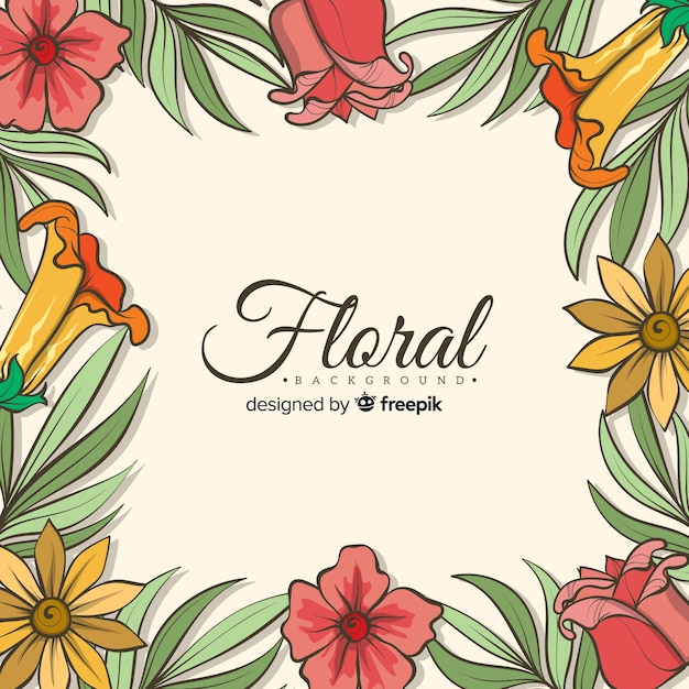 Frame hand drawn floral background